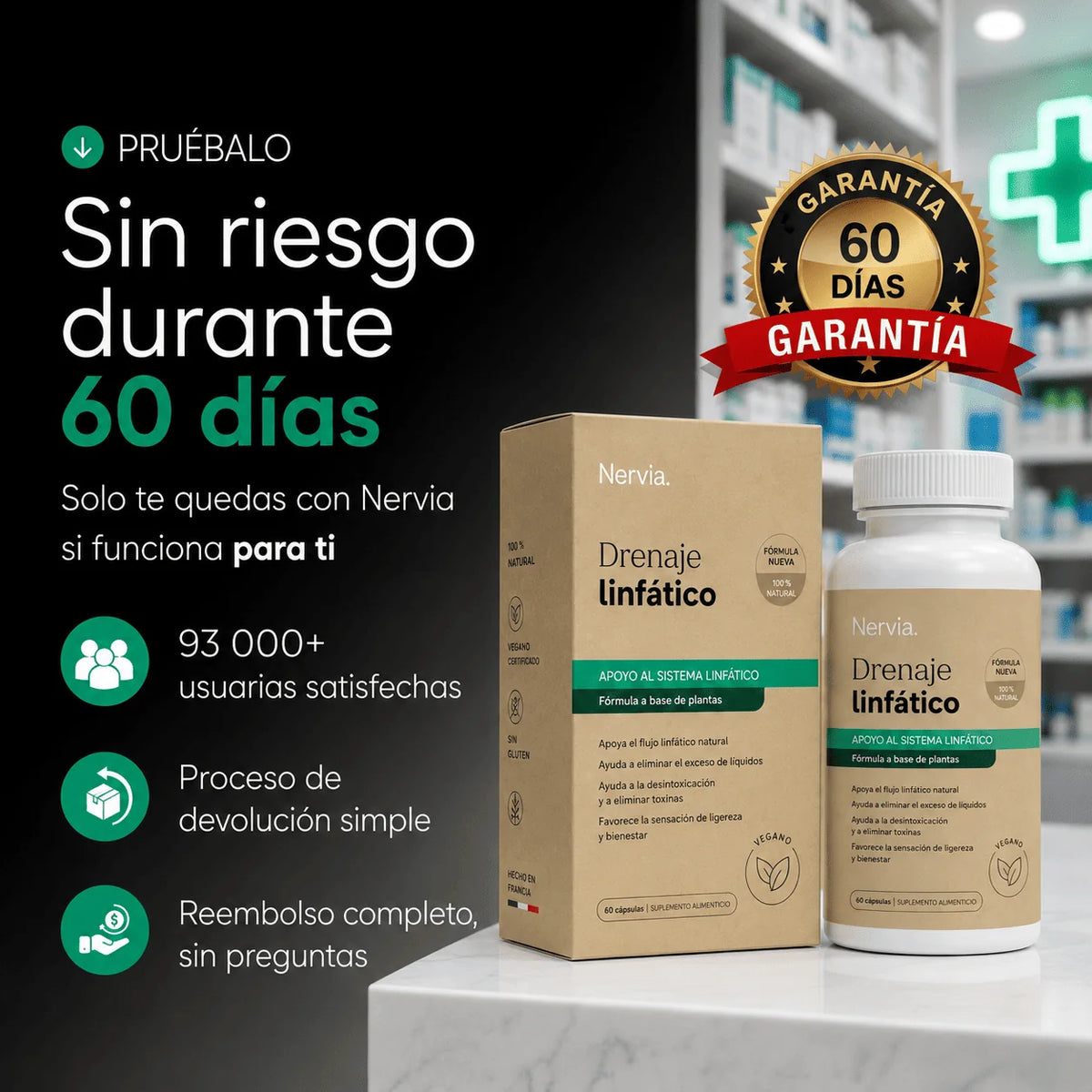 Nervia™ - Cápsulas de Drenaje Linfático - Transformación total en 60 días